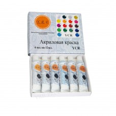 К01018 Фарби акрилові 6шт/12мл.чорн.