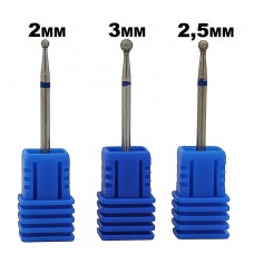 H15137 Насадка для фрезера алмазна "куля" синя насічка (2/2,5/3mm) 